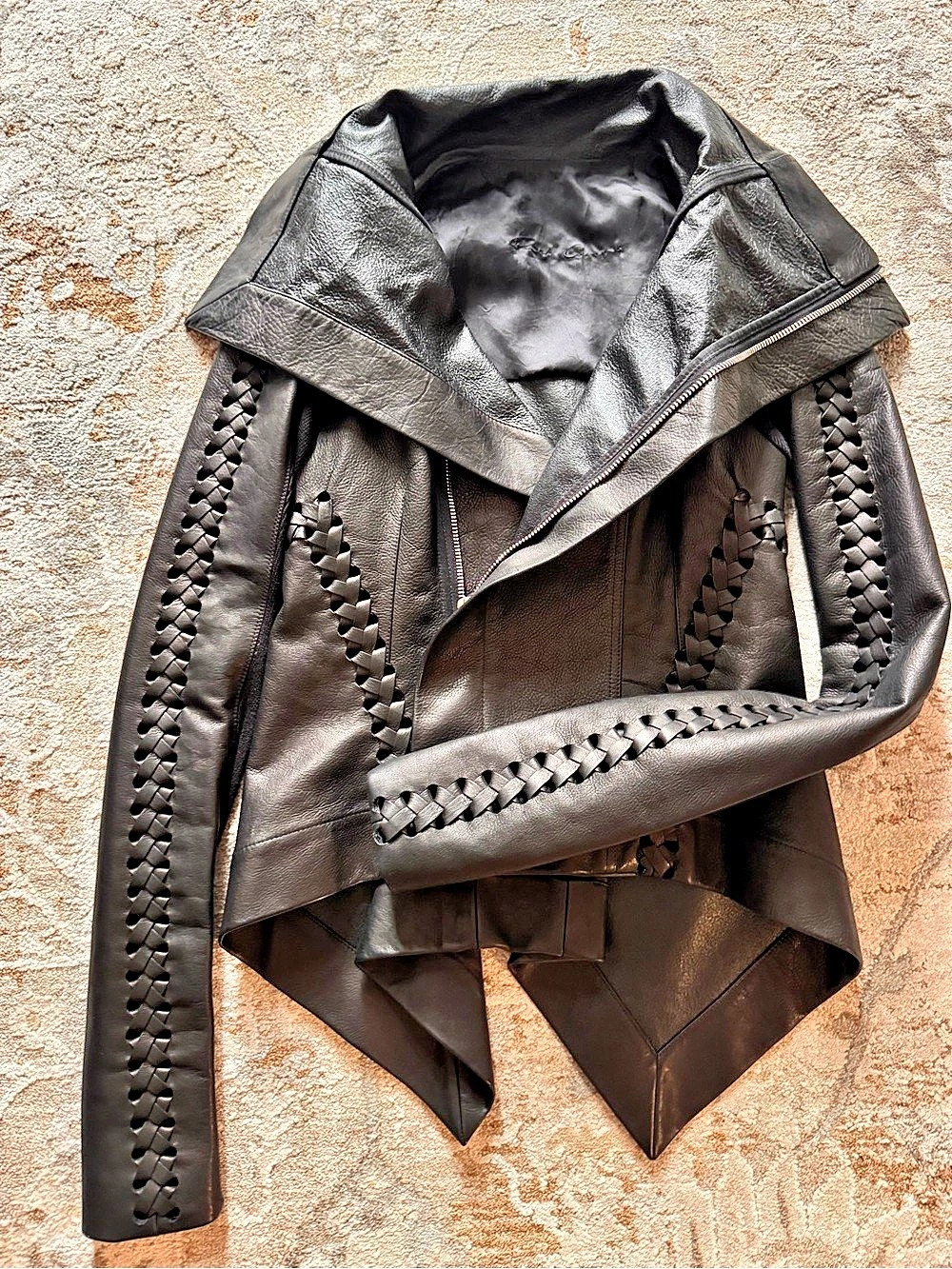 Rick Owens leather jacket Asymmetrical in Black Size 6
